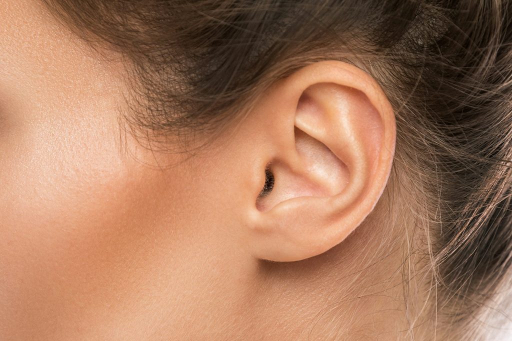 Close up macro shot of female ear